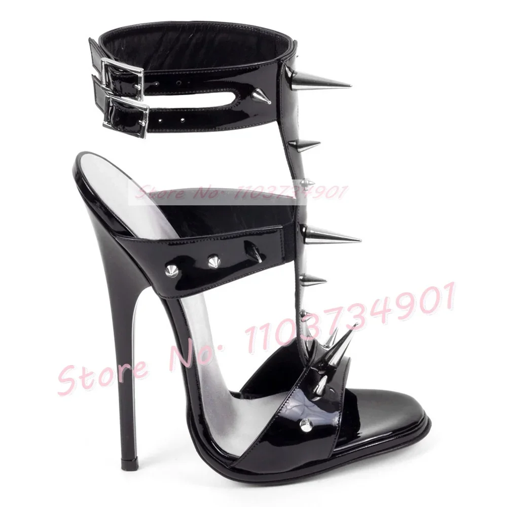 Sexy Rivets Black Leather Sandals Women Ankle Strap Solid High Heels Open Toe Sandals Lady Fashion Classy Belt Buckle Shoes
Sexy Rivets Black Leather Sandals Women Ankle Strap Solid High Heels Open Toe Sandals Lady Fashion Classy Belt Buckle Shoes