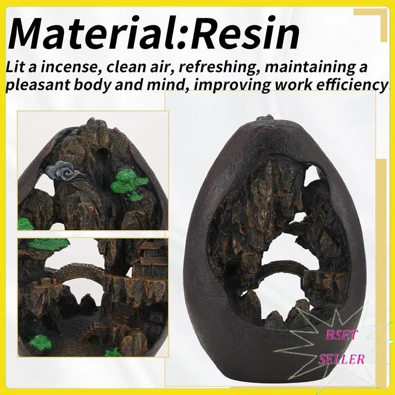 A010 Lofty Mountains And Flowing Water Backflow Incense Burner Smoke Waterfall Incense Sticks Holder 20 Pcs Incense Cones
A010 Lofty Mountains And Flowing Water Backflow Incense Burner Smoke Waterfall Incense Sticks Holder 20 Pcs Incense Cones
