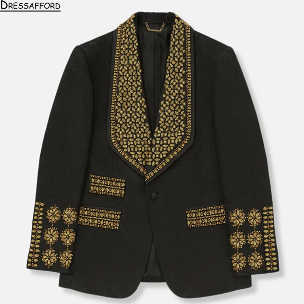 Luxury Black Jacquard Beaded Lapel Men Suits Customized Groom Tuxedo Wedding Party Prom Blazer Elegant Formal trajes para hombre
Luxury Black Jacquard Beaded Lapel Men Suits Customized Groom Tuxedo Wedding Party Prom Blazer Elegant Formal trajes para hombre