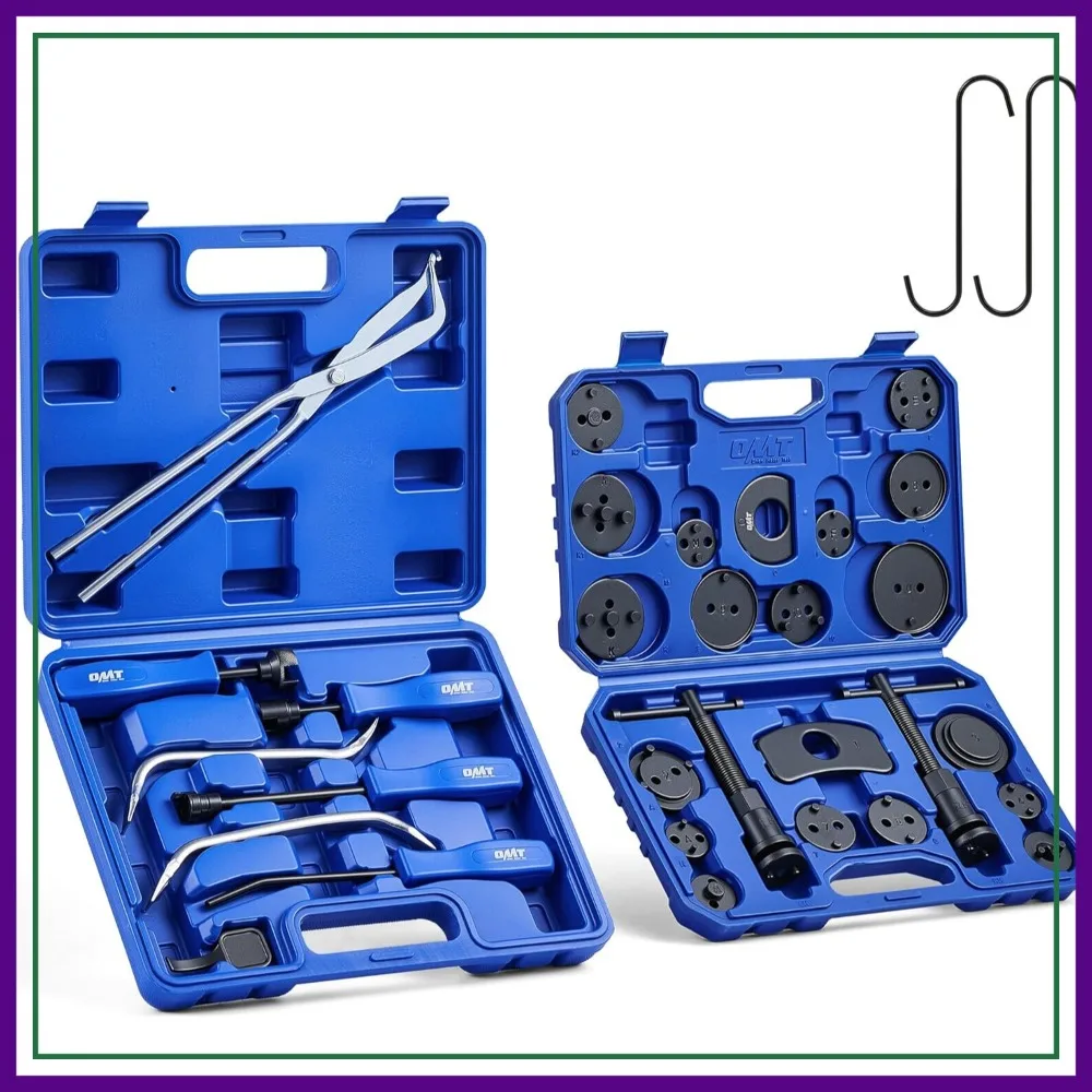 2-in-1 32pc Disc & Drum Brake Service Tool Set with 18 Adapters, Caliper Piston Compressor Tool
2-in-1 32pc Disc & Drum Brake Service Tool Set with 18 Adapters, Caliper Piston Compressor Tool