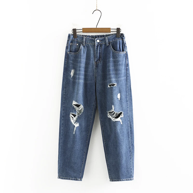 Loose Straight Leg Blue Jeans Women's Autumn New Style plus Size Slimming Torn Denim Pants High Waist Nine Points Cabbage Pants
Loose Straight Leg Blue Jeans Women's Autumn New Style plus Size Slimming Torn Denim Pants High Waist Nine Points Cabbage Pants