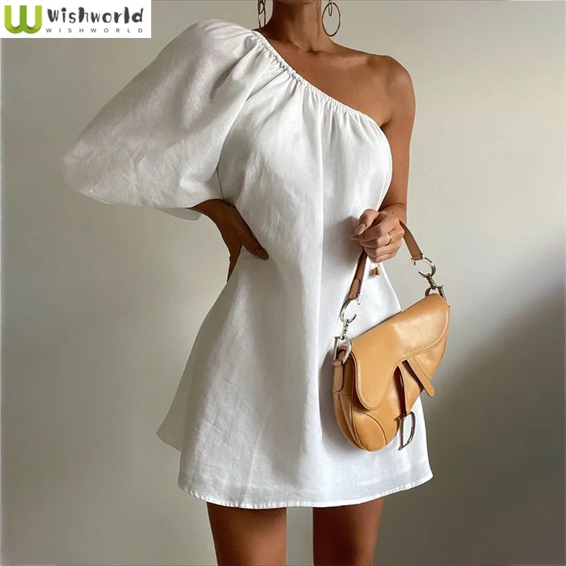 Spring and Summer New Women's Fashionable Loose and Slimming Sloping Shoulder Cotton and Linen Dress
Spring and Summer New Women's Fashionable Loose and Slimming Sloping Shoulder Cotton and Linen Dress