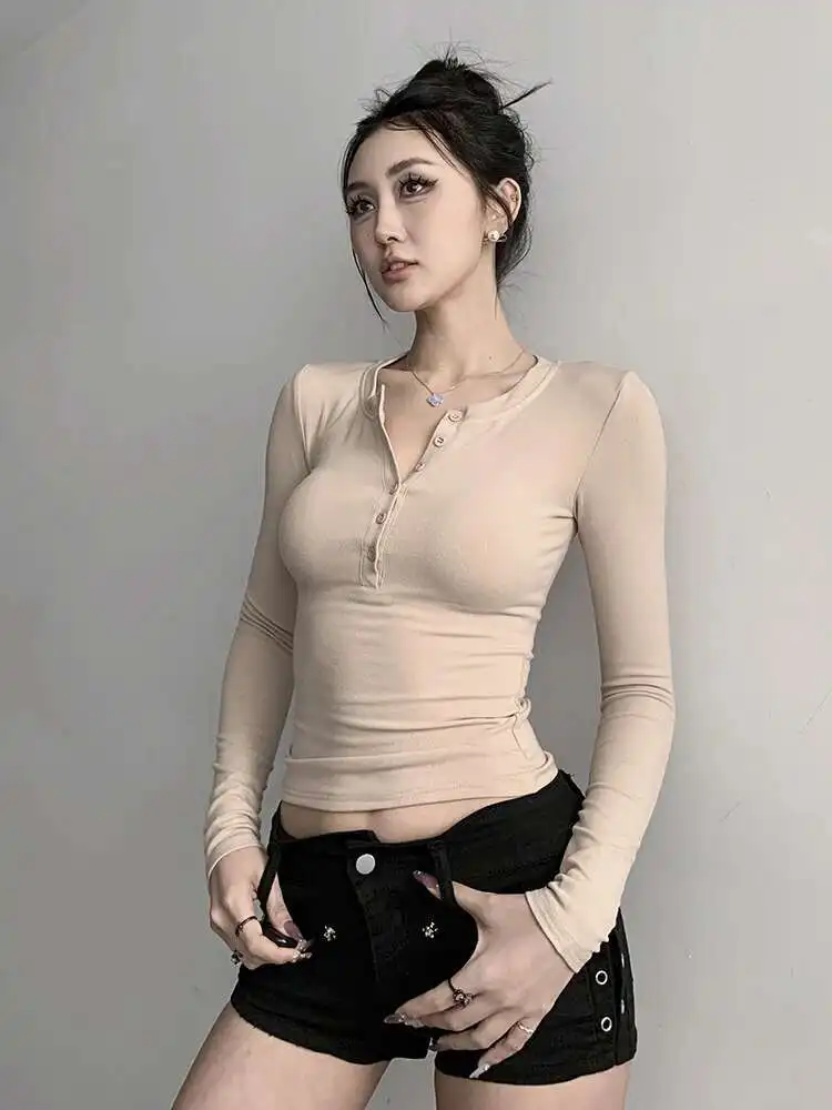 Spring/autumn Korean Style Casual Long Sleeved Top Women Round Neck Single Breasted Waist Cinching Slim Basic Shirt CMW3
Spring/autumn Korean Style Casual Long Sleeved Top Women Round Neck Single Breasted Waist Cinching Slim Basic Shirt CMW3