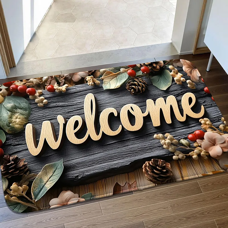 Welcome letter retro floral flannel home mat, absorbent door mat, bedroom floor mat, living room small carpet, machine washable
Welcome letter retro floral flannel home mat, absorbent door mat, bedroom floor mat, living room small carpet, machine washable