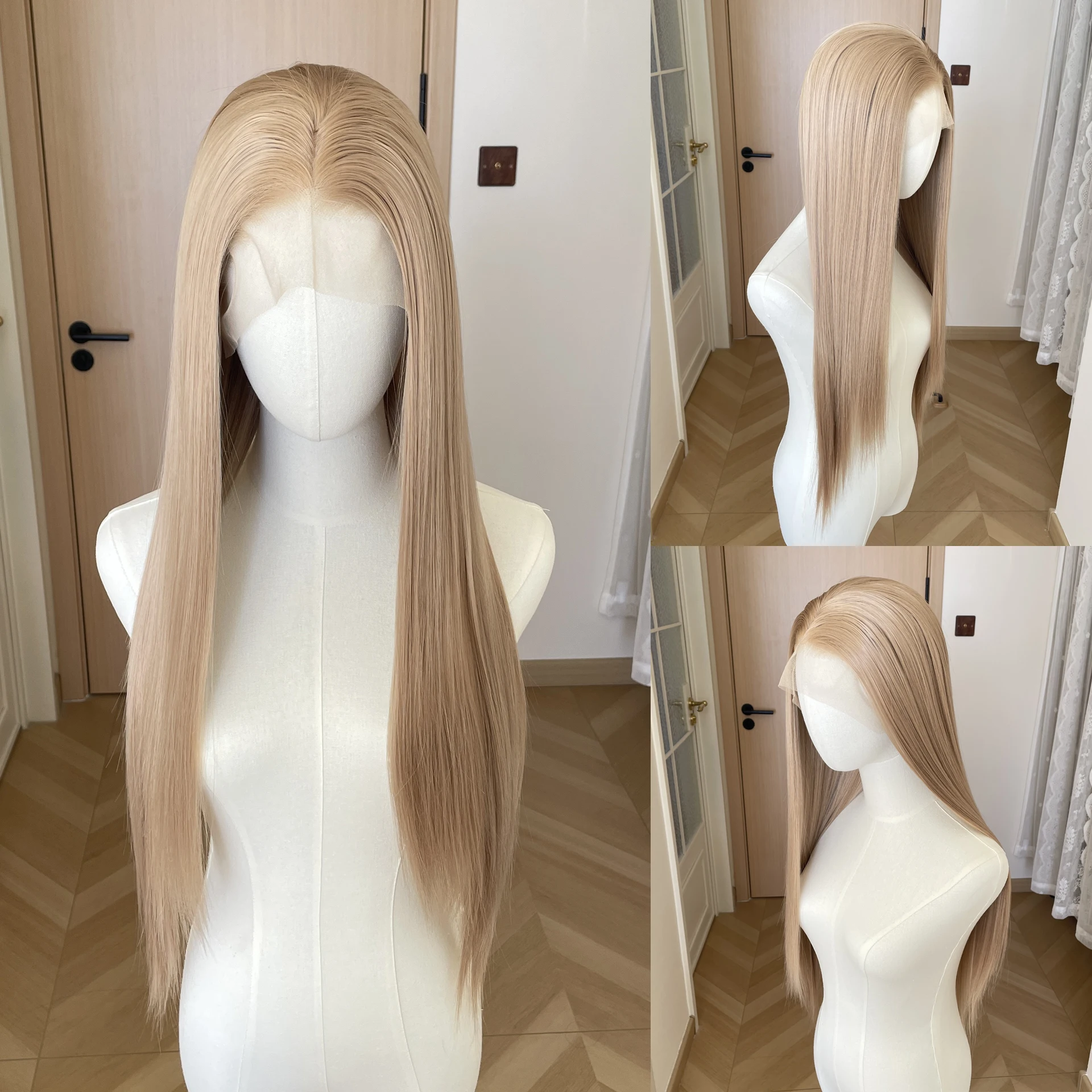 Honey Blonde 13X4 Synthetic Lace Front Wigs Long Sliky Straight Free Part Wig for Women Medium Cap Glueless 150% Density Natural
Honey Blonde 13X4 Synthetic Lace Front Wigs Long Sliky Straight Free Part Wig for Women Medium Cap Glueless 150% Density Natural