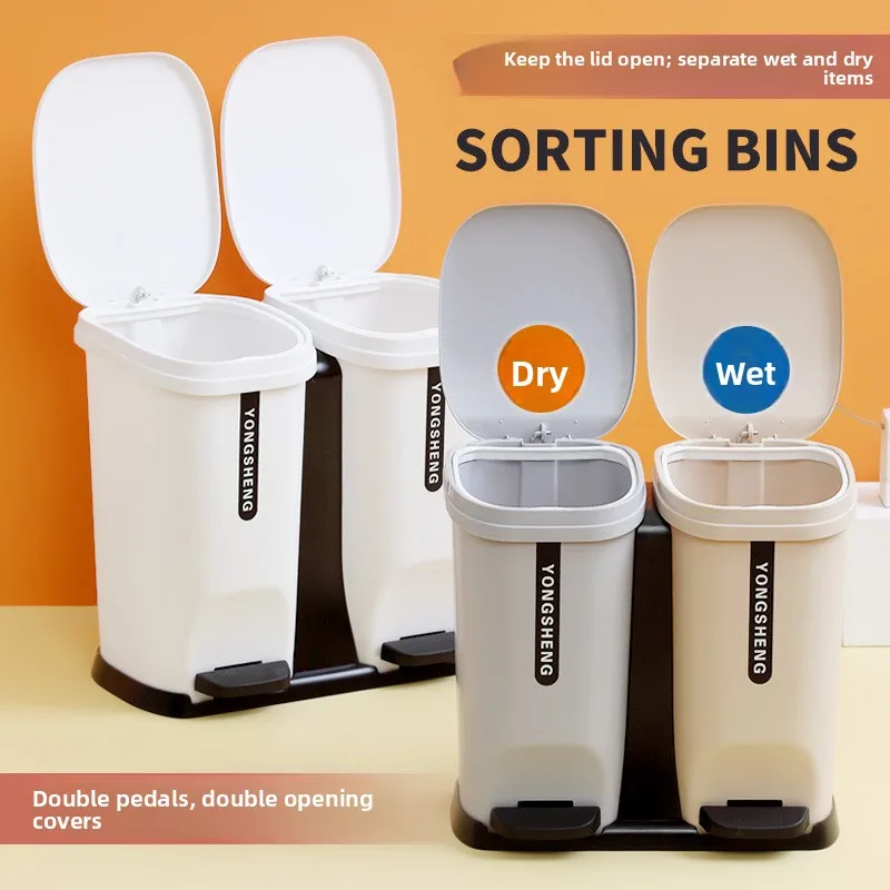 Plastic Trash Can with Foot Pedal Wet Dry Separation Large Capacity Kitchen Waste Bin Dustproof Odorless Sorting Basket No Touch
Plastic Trash Can with Foot Pedal Wet Dry Separation Large Capacity Kitchen Waste Bin Dustproof Odorless Sorting Basket No Touch