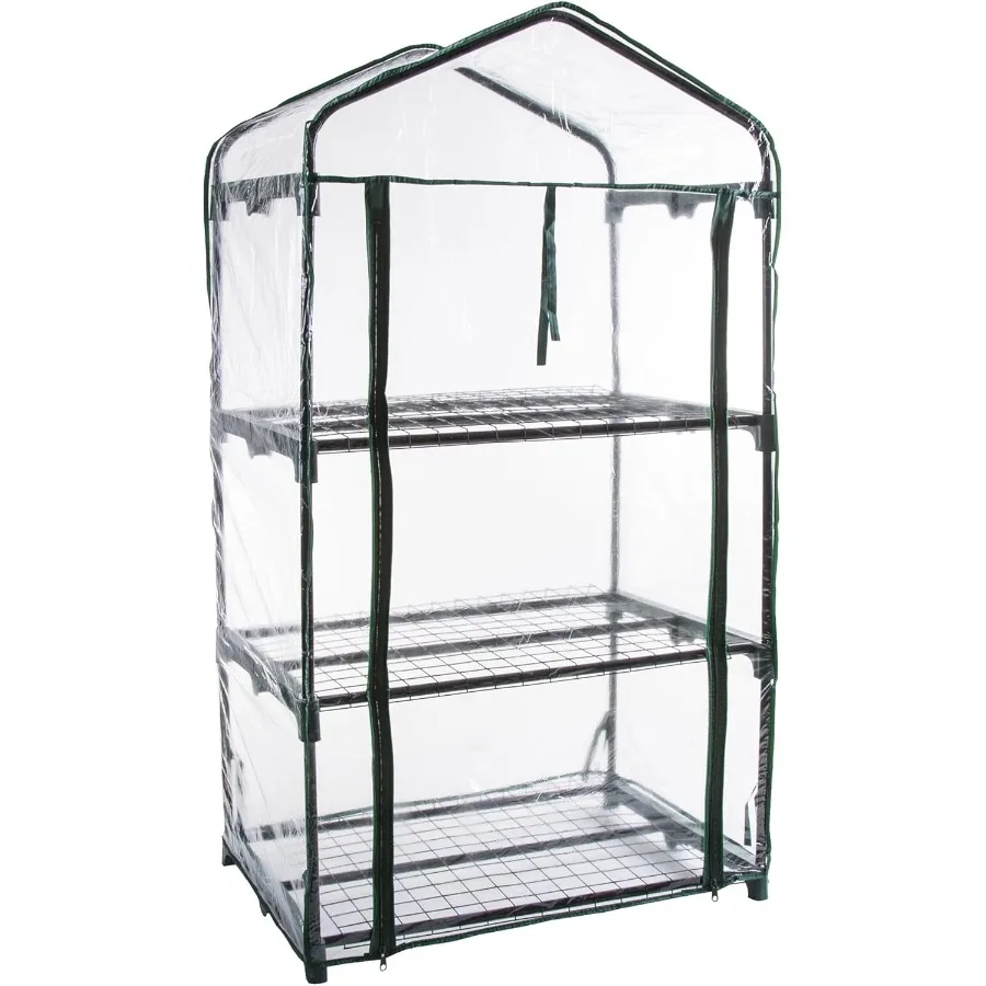 3 Tier Mini Greenhouse - Portable Greenhouse with Rust-Resistant Frame and PVC Cover for Indoor/Outdoor - 27.5x19x50-Inch Green
3 Tier Mini Greenhouse - Portable Greenhouse with Rust-Resistant Frame and PVC Cover for Indoor/Outdoor - 27.5x19x50-Inch Green