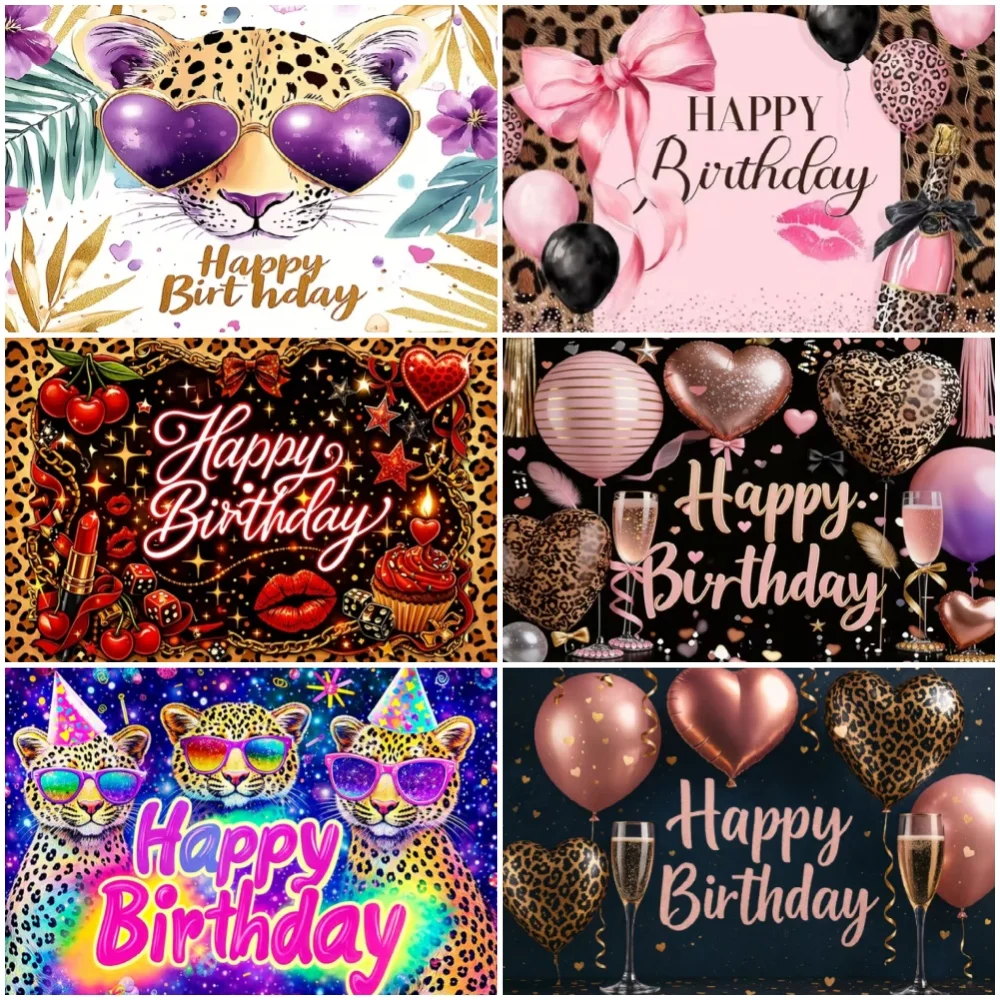 Leopard Print Happy Birthday Party Decoration Backdrop Pink Black Balloon Champagne Background Photo Shooting Booth Banner Props
Leopard Print Happy Birthday Party Decoration Backdrop Pink Black Balloon Champagne Background Photo Shooting Booth Banner Props