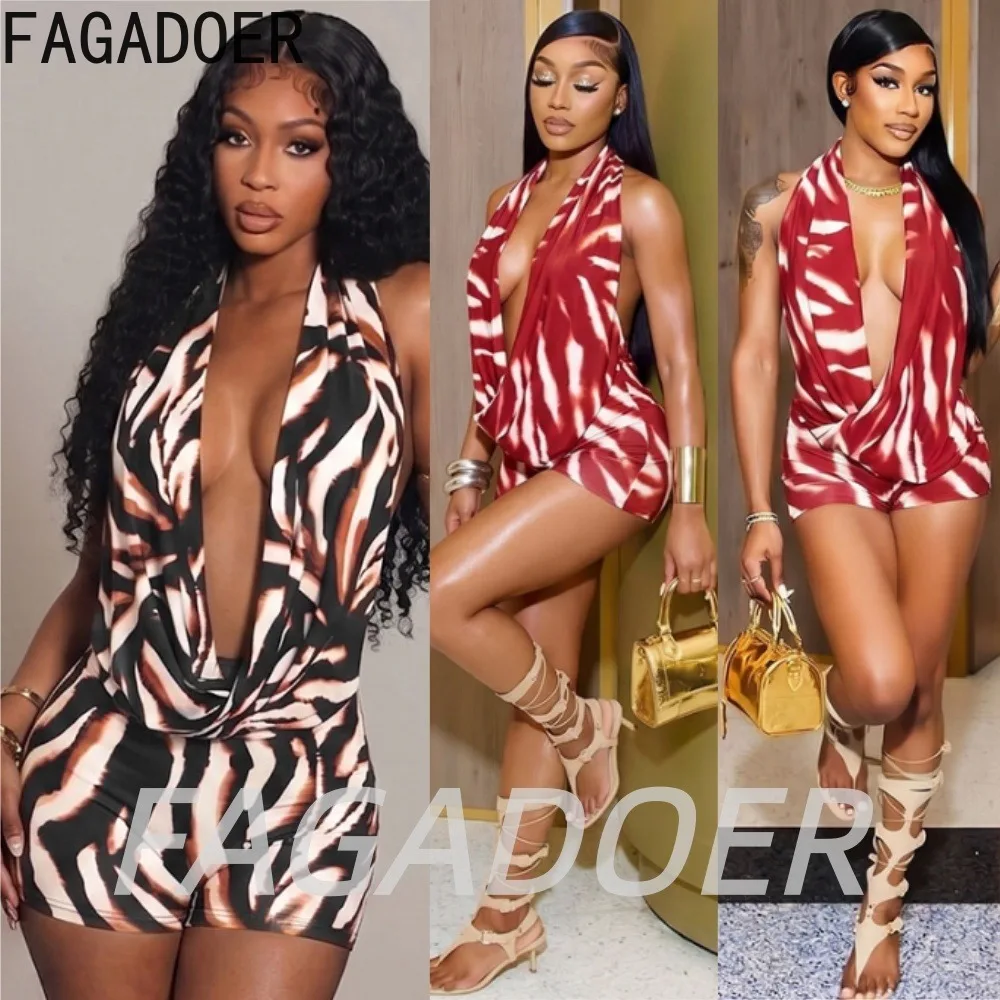 FAGADOER Sexy Zebra Pattern Shorts 2 Piece Sets Fashion Tie-dye Deep V Halter Crop Top + Bodycon Shorts Outfits Night Club Suits
FAGADOER Sexy Zebra Pattern Shorts 2 Piece Sets Fashion Tie-dye Deep V Halter Crop Top + Bodycon Shorts Outfits Night Club Suits