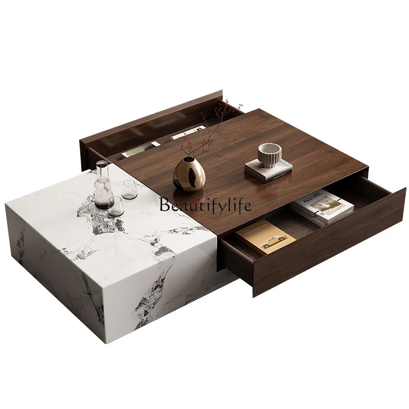 New rock slab solid wood rectangular coffee table living room household small apartment light luxury
New rock slab solid wood rectangular coffee table living room household small apartment light luxury