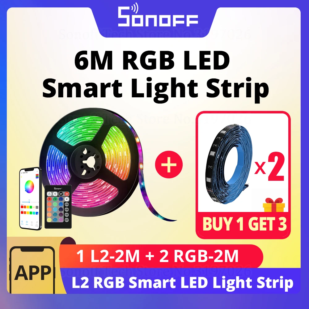 SONOFF L2 RGB LED Smart Light Strip Bluetooth Compatible Remote Control Time Schedule Smart Scene via eWeLink Alexa Google Home
SONOFF L2 RGB LED Smart Light Strip Bluetooth Compatible Remote Control Time Schedule Smart Scene via eWeLink Alexa Google Home