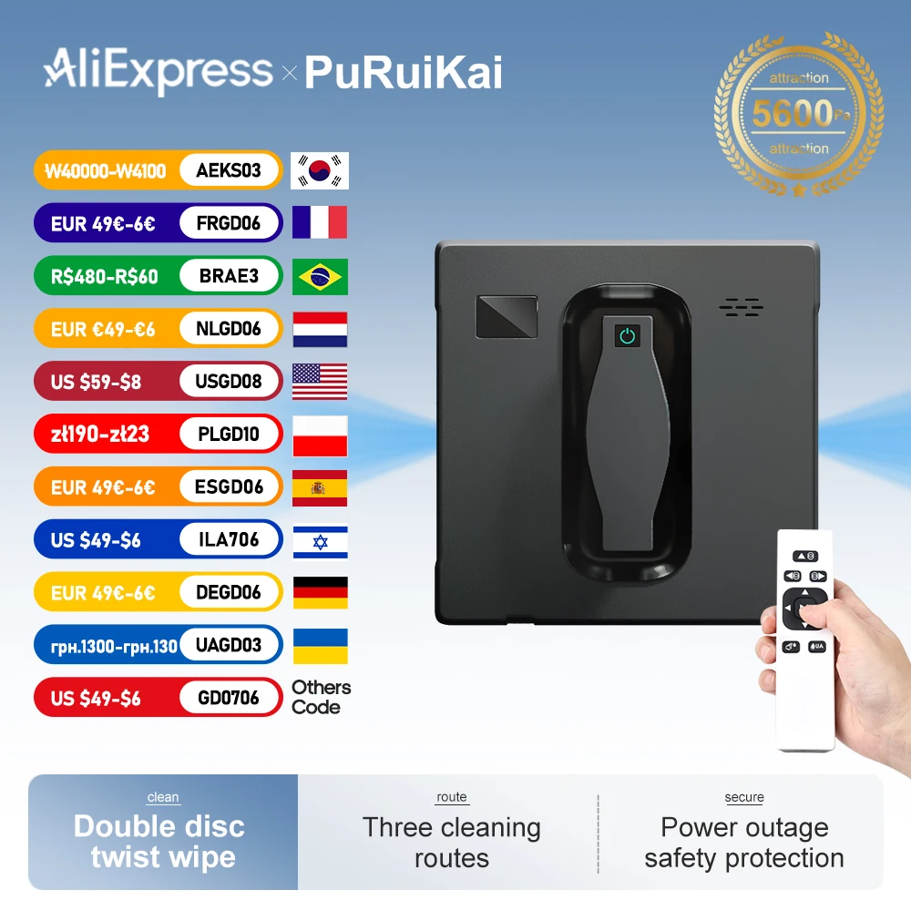 Робот-пылесос для очистки окон с высокой степенью всасывания, робот-пылесос с дистанционным управлением и защитой от падения 
Робот-пылесос для очистки окон с высокой степенью всасывания, робот-пылесос с дистанционным управлением и защитой от падения