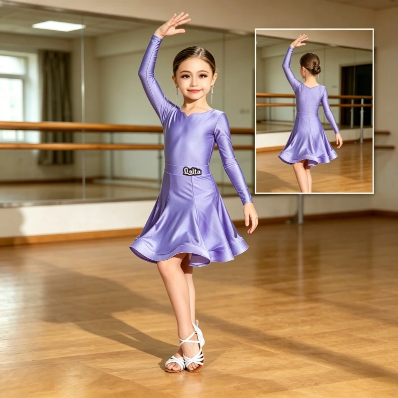 Girls' Multi-color Latin Dance Set, Long-sleeve Latin Dance Performance Costume, Kids Standard Competition & Stage Outfit
Girls' Multi-color Latin Dance Set, Long-sleeve Latin Dance Performance Costume, Kids Standard Competition & Stage Outfit