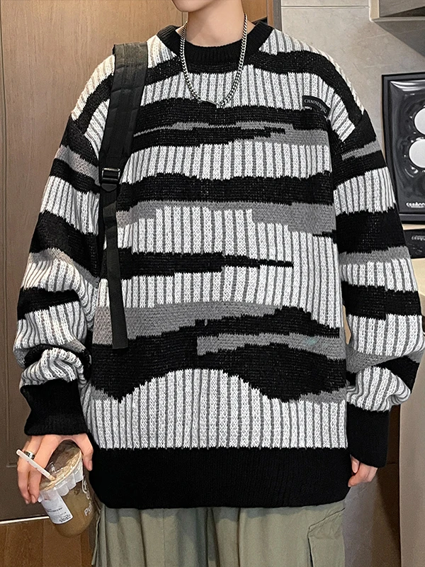 Мужской утепленный вязаный свитер свободного кроя с круглым вырезом, в полоску, с цветовыми блоками, теплый, повседневный, осенне-зимний, в американском стиле, для ленивого образа
Мужской утепленный вязаный свитер свободного кроя с круглым вырезом, в полоску, с цветовыми блоками, теплый, повседневный, осенне-зимний, в американском стиле, для ленивого образа