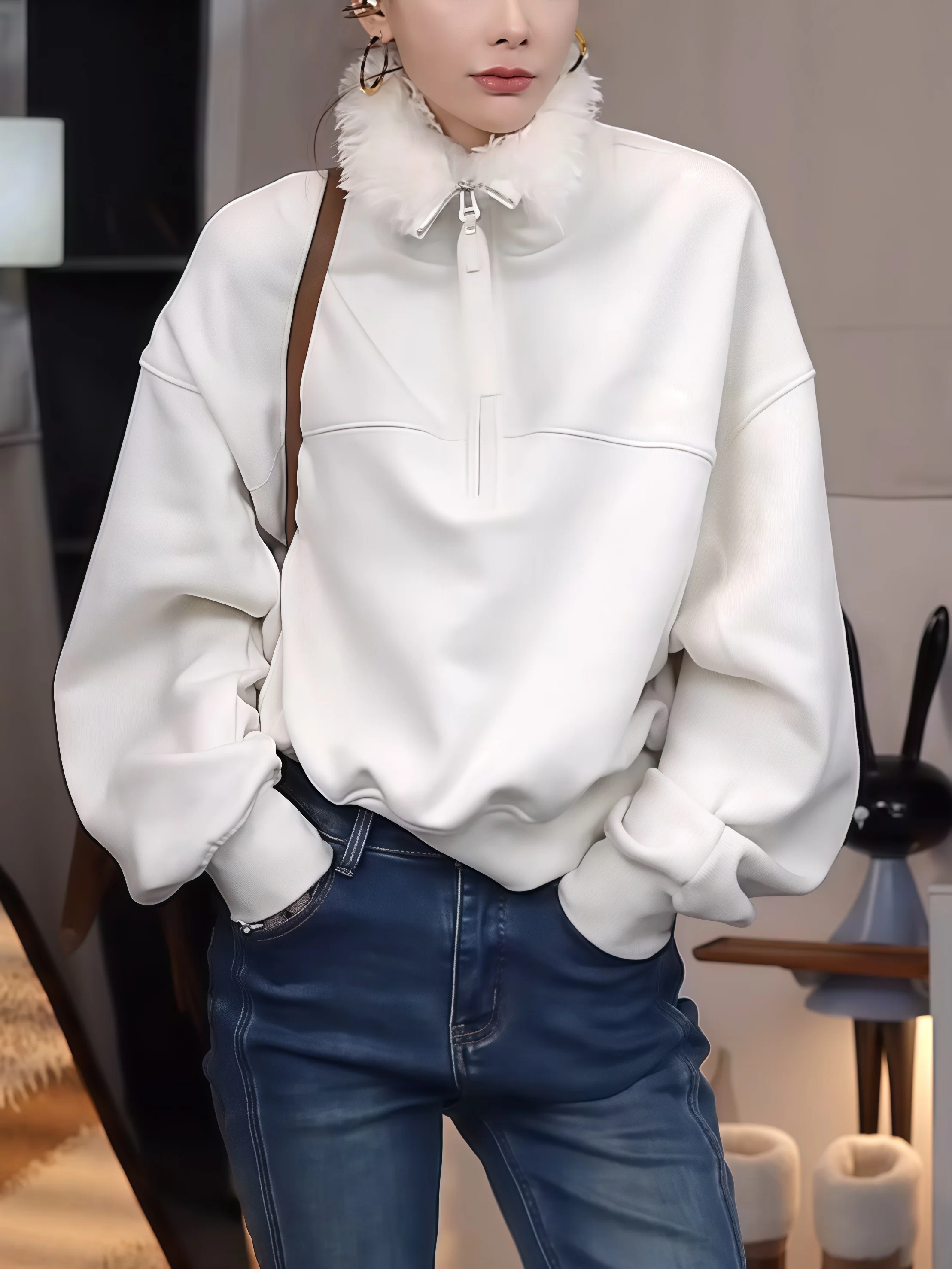 Женская толстовка с капюшоном Long Sve Jaet, свободная посадка на подкладке, белое высококачественное модное уличное зимнее пальто с меховым воротником
Женская толстовка с капюшоном Long Sve Jaet, свободная посадка на подкладке, белое высококачественное модное уличное зимнее пальто с меховым воротником