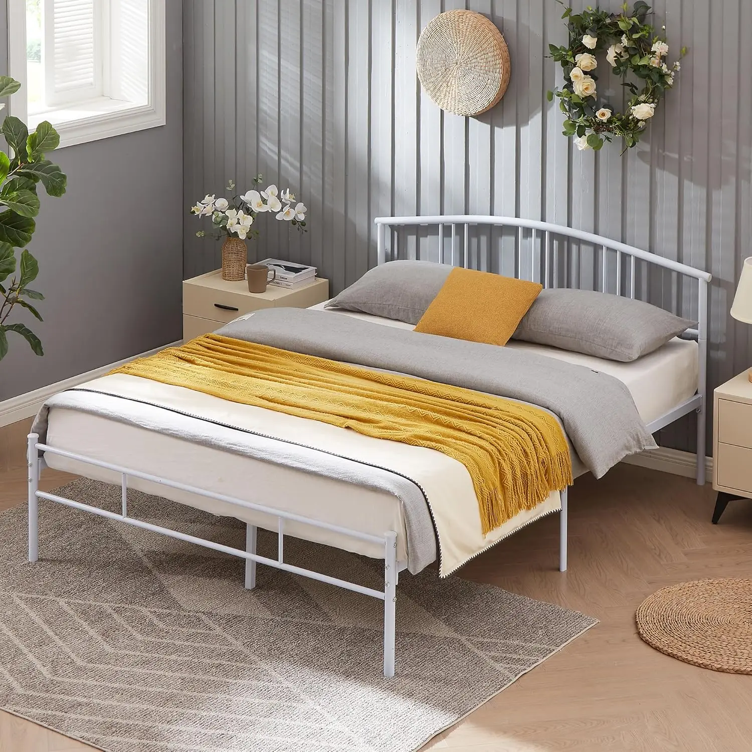 Full Size Bed Frame With Headboard And Footboard, Metal Platform Mattress Foundation, Sturdy Steel Slat/No Box Spring Ned/Under
Full Size Bed Frame With Headboard And Footboard, Metal Platform Mattress Foundation, Sturdy Steel Slat/No Box Spring Ned/Under