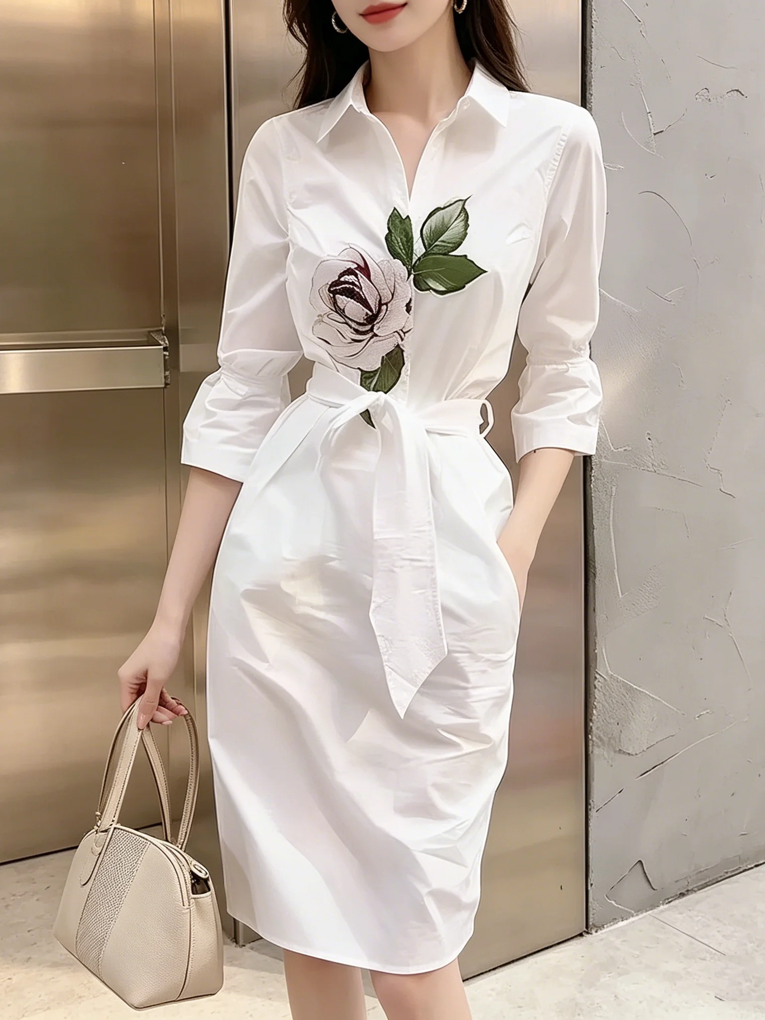 Spring 2026 Women's Shirt Dress Luxury Printed Long Sleeve Collar Button up Midi Skirt Two Piece Set Fashionable Elegant
Spring 2026 Women's Shirt Dress Luxury Printed Long Sleeve Collar Button up Midi Skirt Two Piece Set Fashionable Elegant