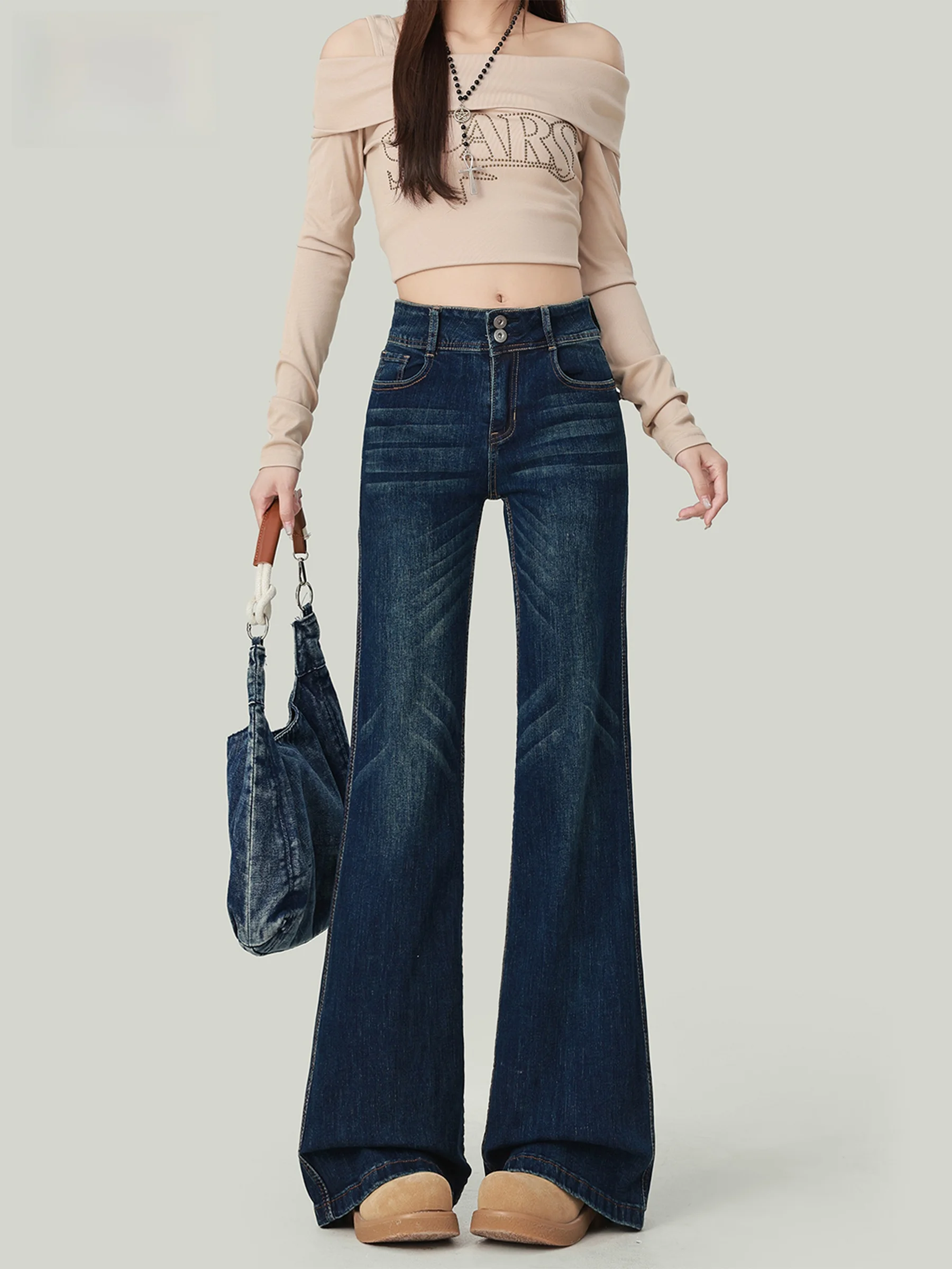 American Style Spicy Girl Casual High Waist Bell Bottom Jeans Women's Autumn New Elastic Slimming Loose Fit Floor Length
American Style Spicy Girl Casual High Waist Bell Bottom Jeans Women's Autumn New Elastic Slimming Loose Fit Floor Length