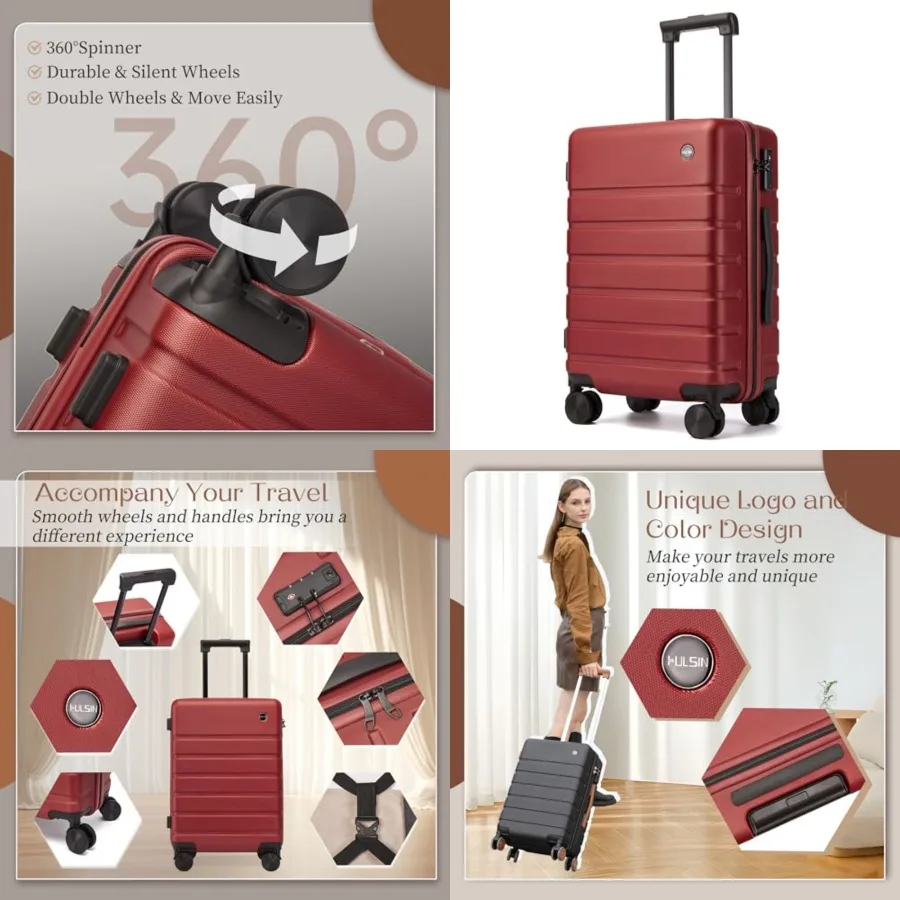 Carry on Luggage Suitcase, 22x14x9 Airline Approved 20 Inch Hardside Carry-on Luggage with Spinner Wheels, Hard Shell Luggage w
Carry on Luggage Suitcase, 22x14x9 Airline Approved 20 Inch Hardside Carry-on Luggage with Spinner Wheels, Hard Shell Luggage w