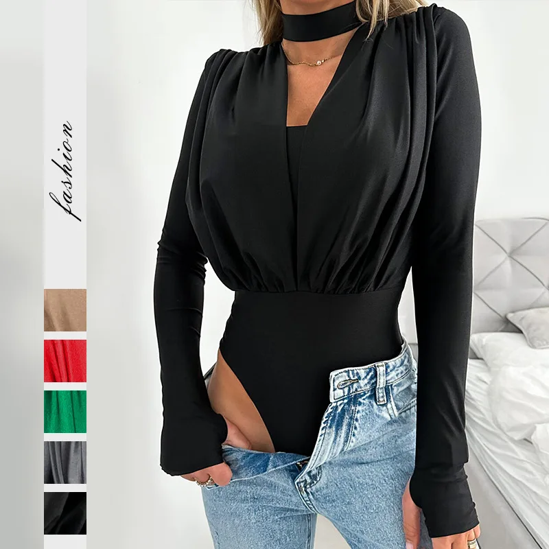 European and American Style Women's Spring Fashion Sexy Versatile V-Neck Base Patchwork Long Sleeved Jumpsuit
European and American Style Women's Spring Fashion Sexy Versatile V-Neck Base Patchwork Long Sleeved Jumpsuit