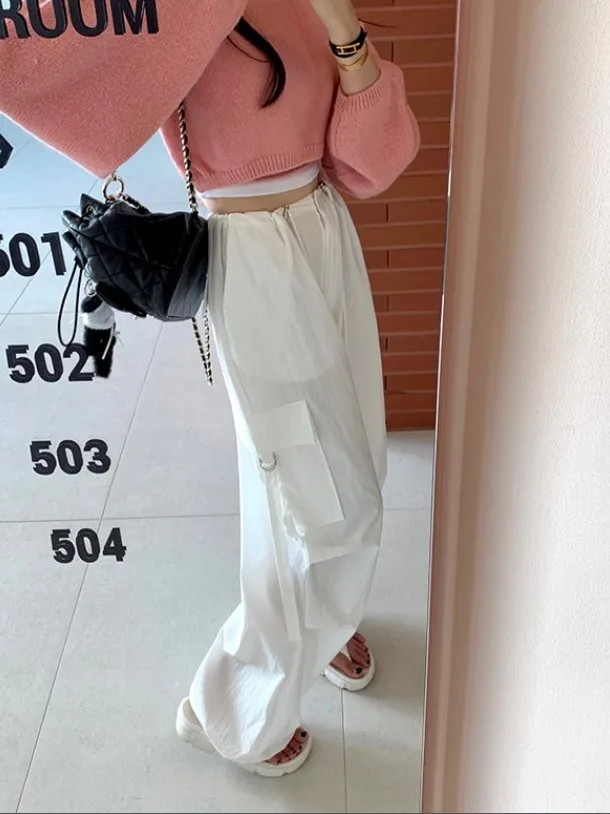 Retro High Waist Wide Leg Pants Women's Loose Casual Trousers Spring Faionable Straight Long Pants Dstring Design 
Retro High Waist Wide Leg Pants Women's Loose Casual Trousers Spring Faionable Straight Long Pants Dstring Design