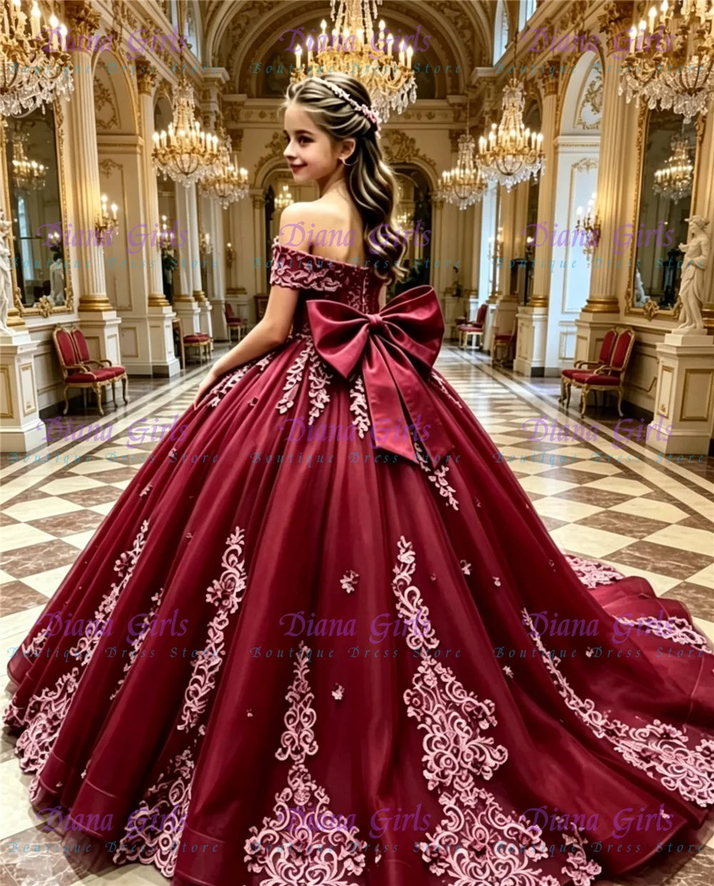 Gorgeous Burgundy Flower Girl Dress Quality Applique for Wedding Birthday Girls Dress with Long Bow Tassel Girls Ball Gowns
Gorgeous Burgundy Flower Girl Dress Quality Applique for Wedding Birthday Girls Dress with Long Bow Tassel Girls Ball Gowns