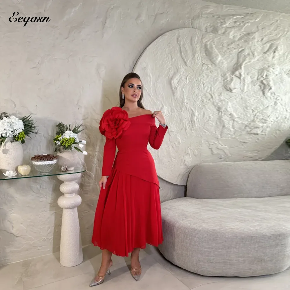 Customized Sizes Available Red Evening Dress Tea Length Long Sleeve Flowers Midi Dresses Bespoke Occasion Gown Pleat Draped
Customized Sizes Available Red Evening Dress Tea Length Long Sleeve Flowers Midi Dresses Bespoke Occasion Gown Pleat Draped