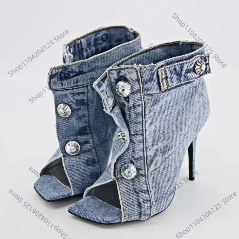 2024 Summer Brand New Fashion Denim Ankle Boots High Heel Sandals for Women Street Style Square Toe Big Size Shoes 43 Footwear
2024 Summer Brand New Fashion Denim Ankle Boots High Heel Sandals for Women Street Style Square Toe Big Size Shoes 43 Footwear