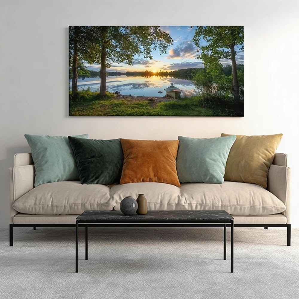 1pcwooden frame canvas decorative painting Lakeside sunset, small boat, greenery.Corridor, Living Room Decoration
1pcwooden frame canvas decorative painting Lakeside sunset, small boat, greenery.Corridor, Living Room Decoration