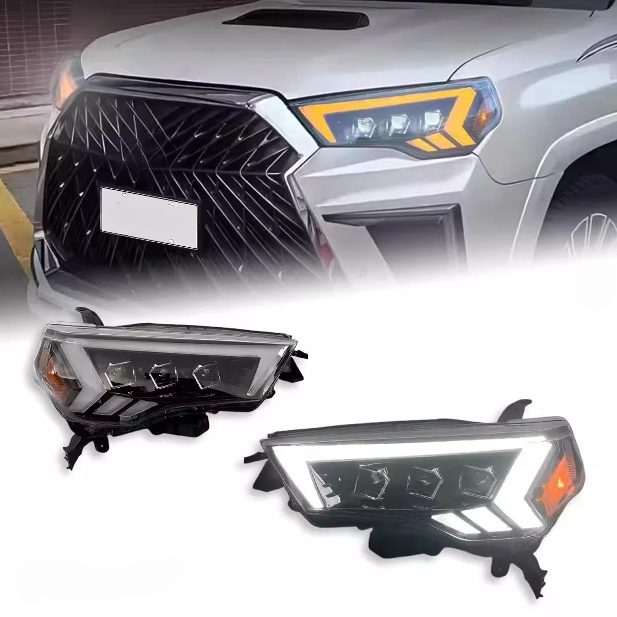 Для Toyota 4Runner 2014-2022: Комплект фар с LED ДХО и динамическим поворотником, аксессуары для автомобиля
Для Toyota 4Runner 2014-2022: Комплект фар с LED ДХО и динамическим поворотником, аксессуары для автомобиля