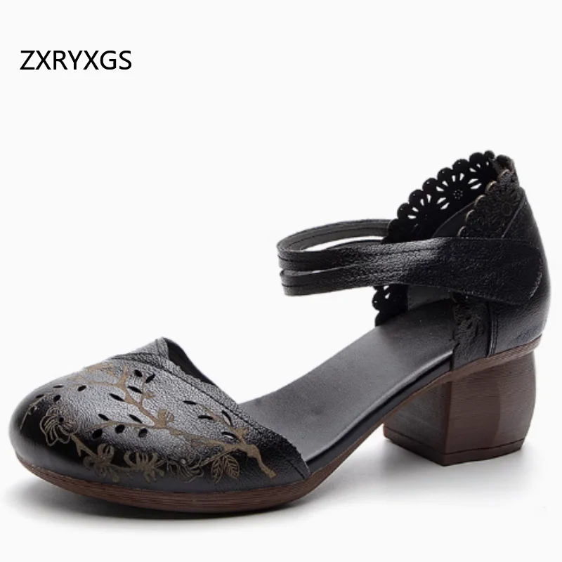 ZXRYXGS Superior Cowhide Printed Hollow Women Genuine Leather Sandals 2025 New Summer Round Toe Fashion Sandals Middle Heels
ZXRYXGS Superior Cowhide Printed Hollow Women Genuine Leather Sandals 2025 New Summer Round Toe Fashion Sandals Middle Heels