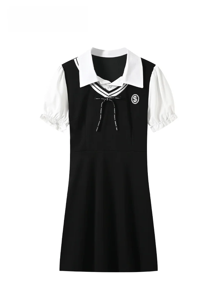 Summer New Collar Splice Dress Women's College Style plus Size A-Line Skirt Bubble Sleeve City Walk Polyester Fiber
Summer New Collar Splice Dress Women's College Style plus Size A-Line Skirt Bubble Sleeve City Walk Polyester Fiber