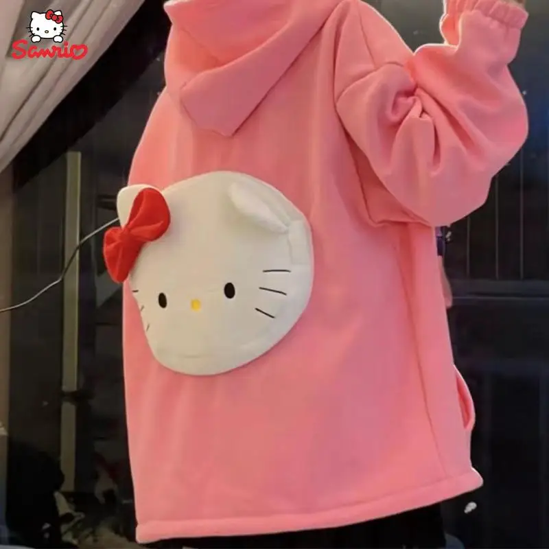 Kawaii Hello Kitty Hooded Coat Cute Sanrio Cardigan Jacket Japanese Sweet Cool Wind Girl Loose Versatile Couple Coat Top gift
Kawaii Hello Kitty Hooded Coat Cute Sanrio Cardigan Jacket Japanese Sweet Cool Wind Girl Loose Versatile Couple Coat Top gift
