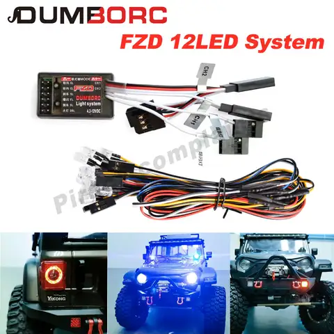 DumboRC 12 Sistem LED dengan 10A Kit Pengontrol ESC Sikat untuk 1/10 1/8 RC Drift HSP TAMIYA CC01 4WD Axial SCX10 RC Truk Mobil