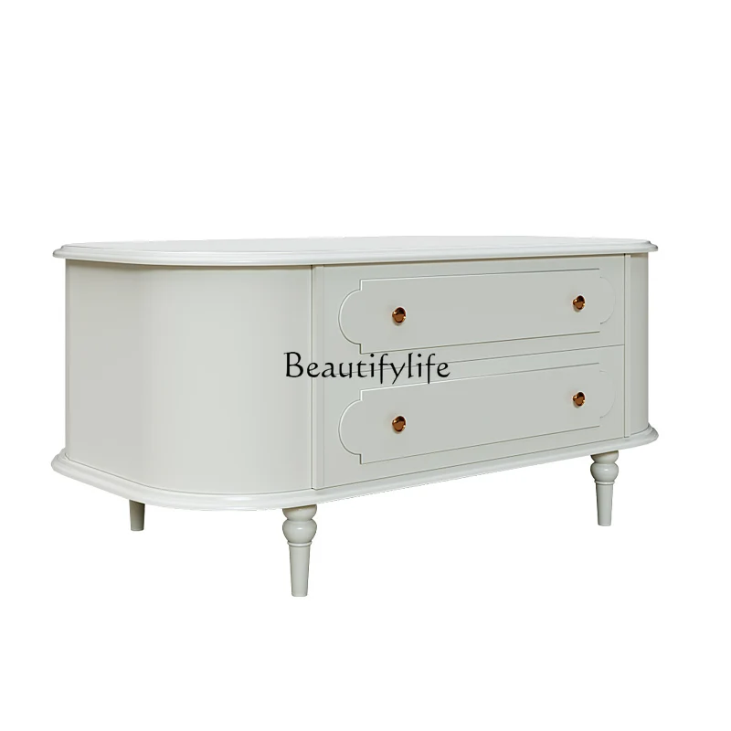 French solid wood living room household small apartment cream wind oval coffee table white
French solid wood living room household small apartment cream wind oval coffee table white