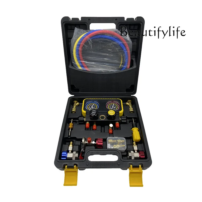 R410A/R32/R134A/R22 New Fluoride Meter Set 4 way AC Diagnostic Manifold Measurement Kit
R410A/R32/R134A/R22 New Fluoride Meter Set 4 way AC Diagnostic Manifold Measurement Kit