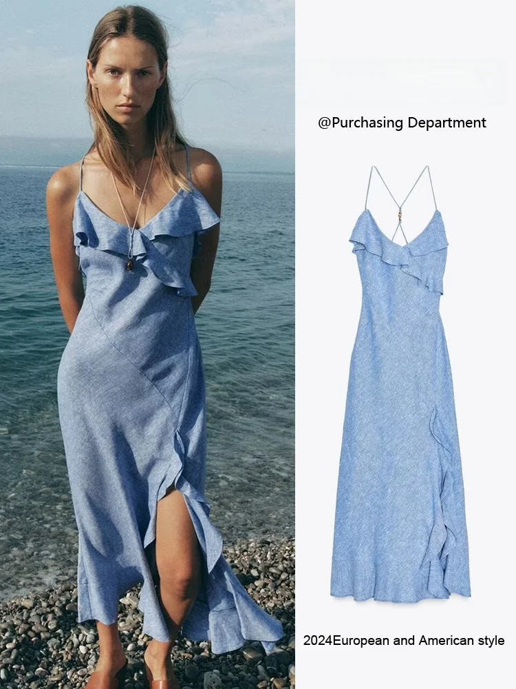 Fashionable Sleeveless Backless Layered Decorative Strap Dress Women's Mid-Length Gown for Party Pure Color Summer New Arrival
Fashionable Sleeveless Backless Layered Decorative Strap Dress Women's Mid-Length Gown for Party Pure Color Summer New Arrival