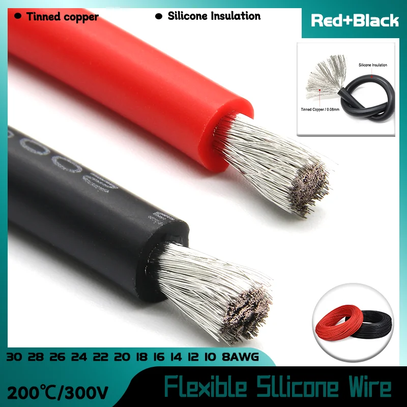 1/5/10M 30 28 26 24 22 20 18 16 14 12 10 8AWG Ultra Soft Silicone Wire Black/Red Solar Panel Car Battery Flexible Electric Cable
1/5/10M 30 28 26 24 22 20 18 16 14 12 10 8AWG Ultra Soft Silicone Wire Black/Red Solar Panel Car Battery Flexible Electric Cable