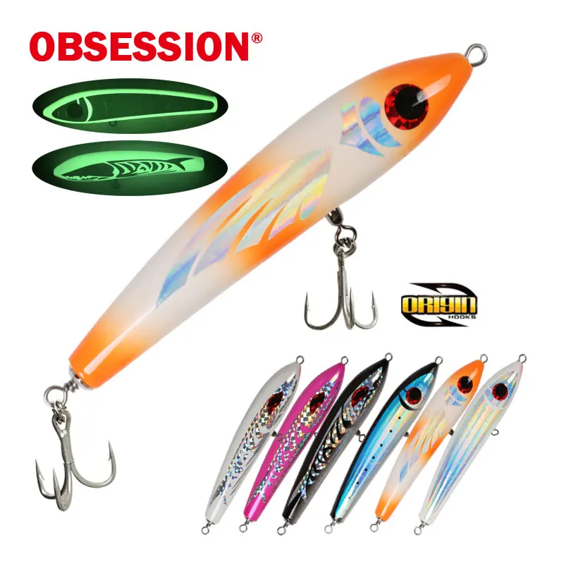 OBSESSION90g Floating Surface Pencil Trolling Fish Bait GT Tuna Deep Sea Fishing Lure Artificial Wood Bait Lure With Origin Hook
OBSESSION90g Floating Surface Pencil Trolling Fish Bait GT Tuna Deep Sea Fishing Lure Artificial Wood Bait Lure With Origin Hook