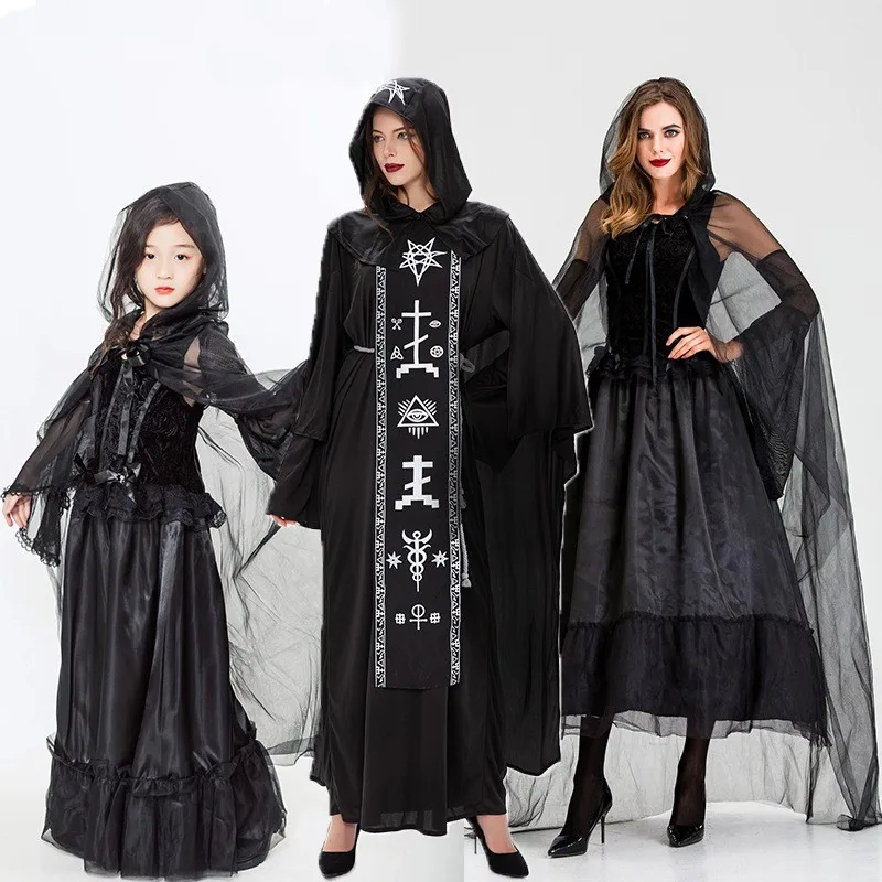Halloween Women's Cosplay Dark Witch Nun Children Adults Black Tulle Long Skirt Gothic Style Stage Performance Costume
Halloween Women's Cosplay Dark Witch Nun Children Adults Black Tulle Long Skirt Gothic Style Stage Performance Costume