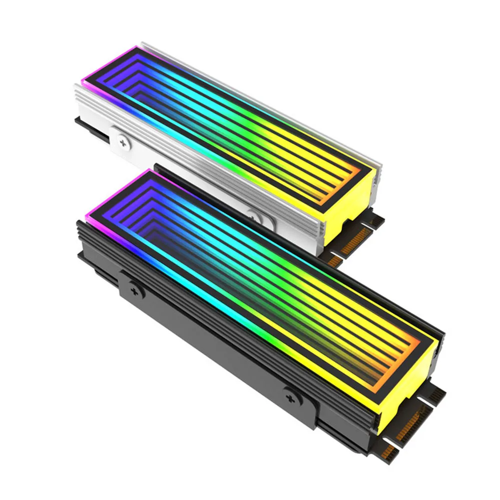 Радиатор M.2 Nvme SSD, радиатор 5 В, 3 контакта ARGB SSD, охлаждающий радиатор AURA Sync, термостойкость из алюминиевого сплава для M.2 2280 
Радиатор M.2 Nvme SSD, радиатор 5 В, 3 контакта ARGB SSD, охлаждающий радиатор AURA Sync, термостойкость из алюминиевого сплава для M.2 2280