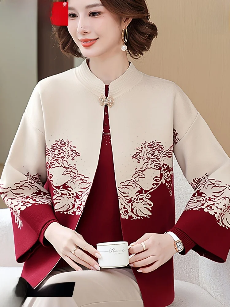 Chengyuanxiang Knitted Wedding Dress Two-Piece Set for Middle-Aged And Elderly Mothers Spring Fashion Sweater Cardigan Top
Chengyuanxiang Knitted Wedding Dress Two-Piece Set for Middle-Aged And Elderly Mothers Spring Fashion Sweater Cardigan Top