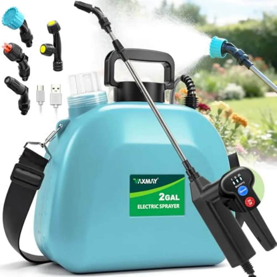 Battery Powered Sprayer 2 Gallon, Upgrade Electric Garden Sprayer with 3 Adjustable Speed, Battery Indicator, 4 Mist Nozzles, R
Battery Powered Sprayer 2 Gallon, Upgrade Electric Garden Sprayer with 3 Adjustable Speed, Battery Indicator, 4 Mist Nozzles, R