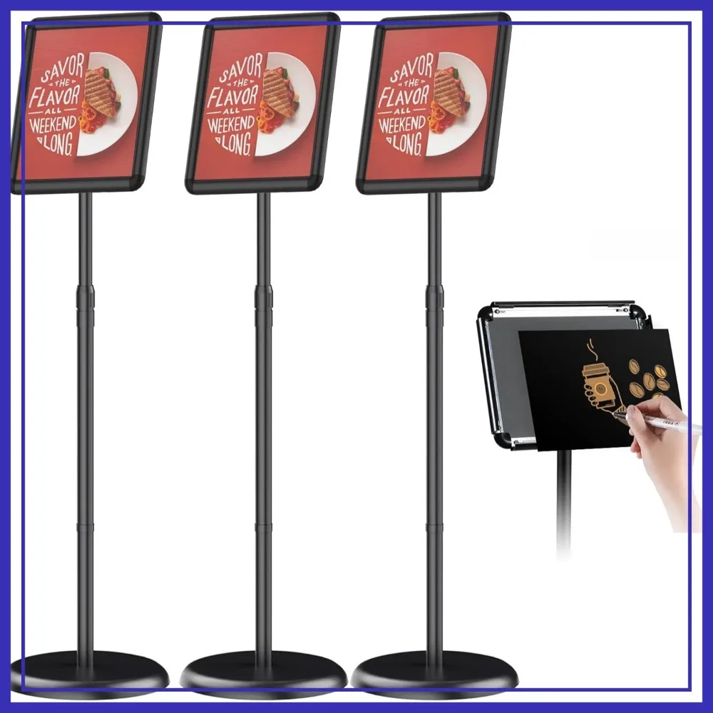 Black 3-Pack Pedestal Floor Stand Sign Holder for 8.5x11" Posters, Snap Open Frame, 360° Rotation, Indoor/Outdoor Use
Black 3-Pack Pedestal Floor Stand Sign Holder for 8.5x11" Posters, Snap Open Frame, 360° Rotation, Indoor/Outdoor Use
