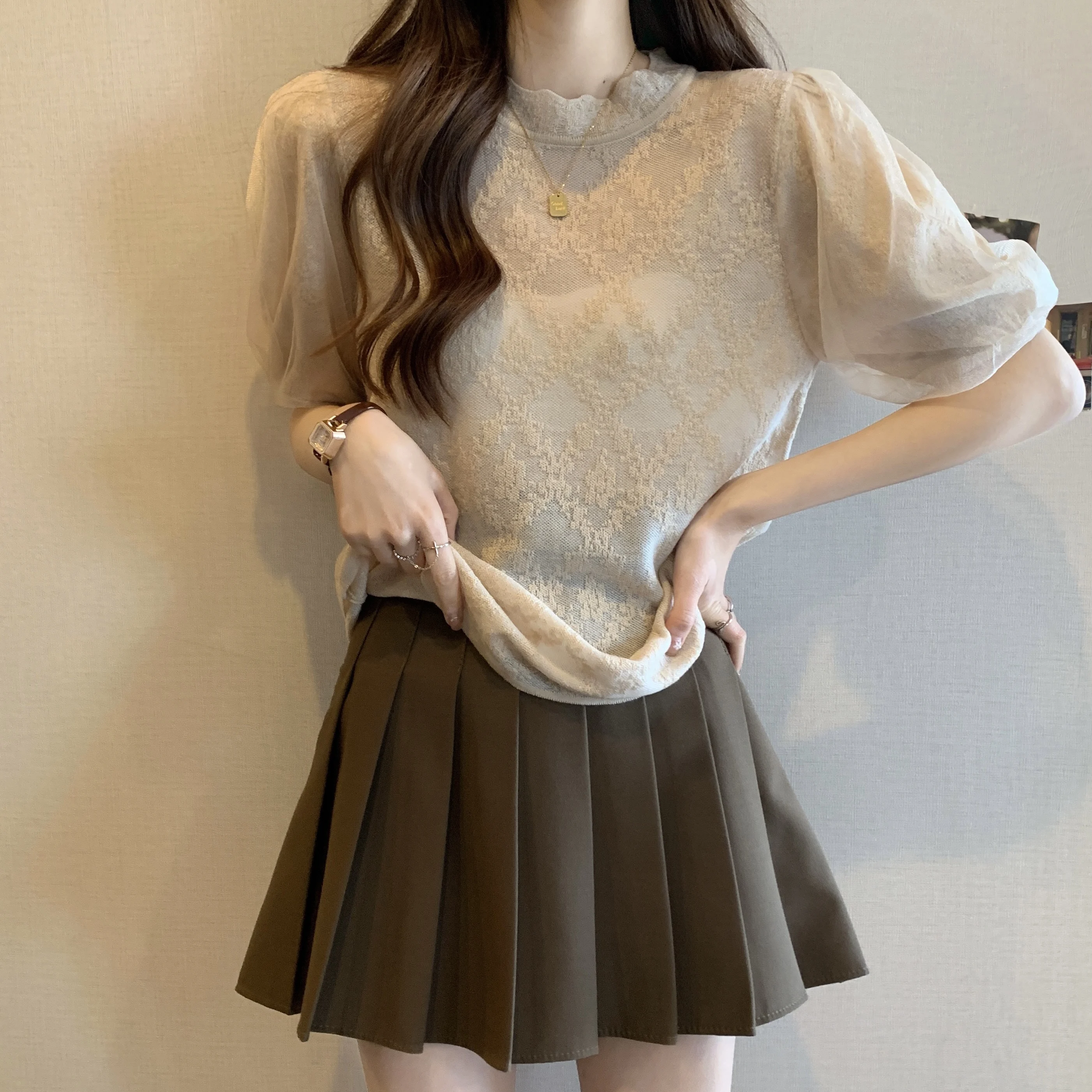 plus Size Summer Knitwear Women's Loose Bubble Sleeve Top Trendy Short Sleeve Slimming Korean Style Casual Comfortable Fit
plus Size Summer Knitwear Women's Loose Bubble Sleeve Top Trendy Short Sleeve Slimming Korean Style Casual Comfortable Fit