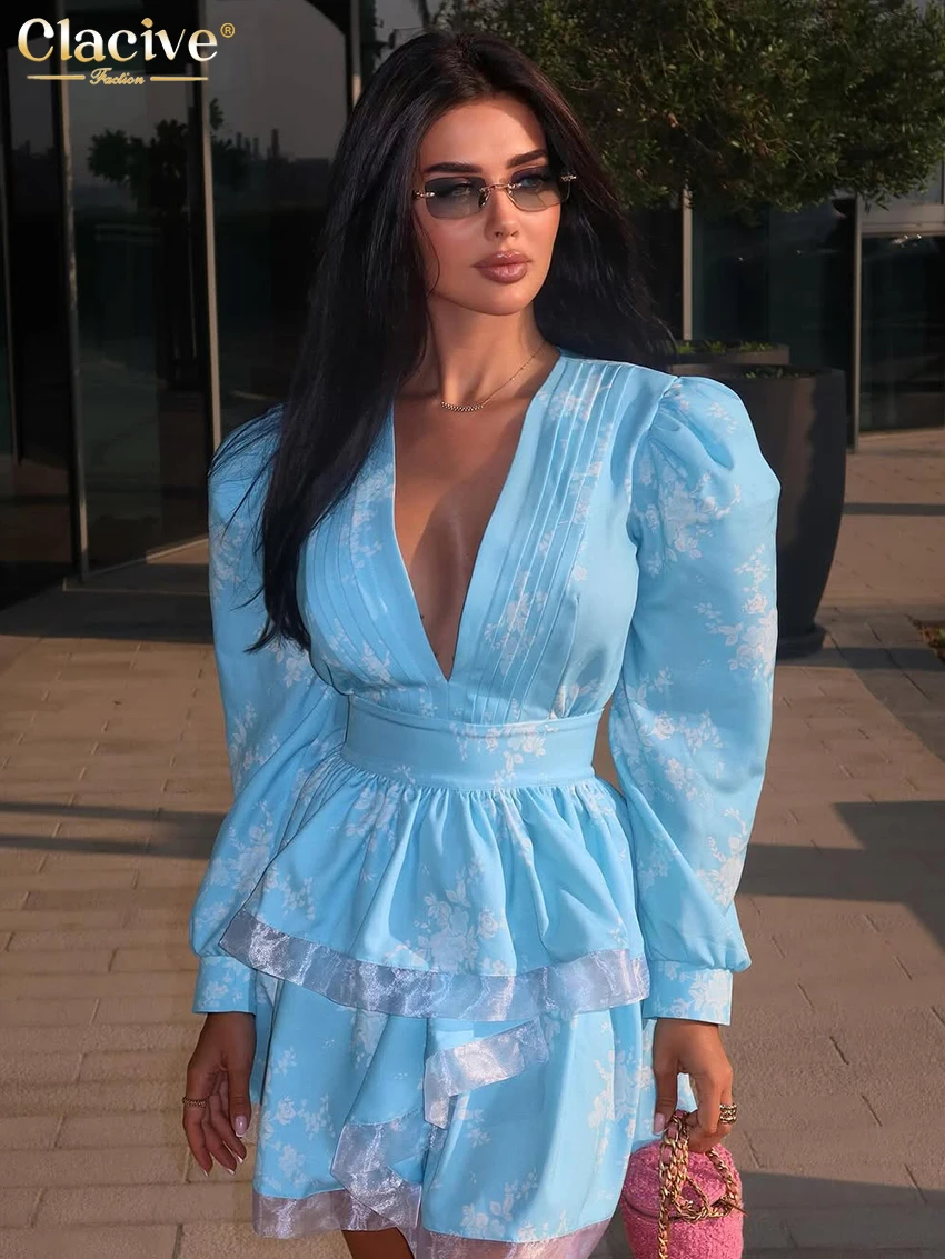 Clacive Fashion Slim Print Women Dress 2025 Sexy V-Neck Long Sleeve Mini Dresses Elegant Classic High Waist Pleated Female Dress
Clacive Fashion Slim Print Women Dress 2025 Sexy V-Neck Long Sleeve Mini Dresses Elegant Classic High Waist Pleated Female Dress