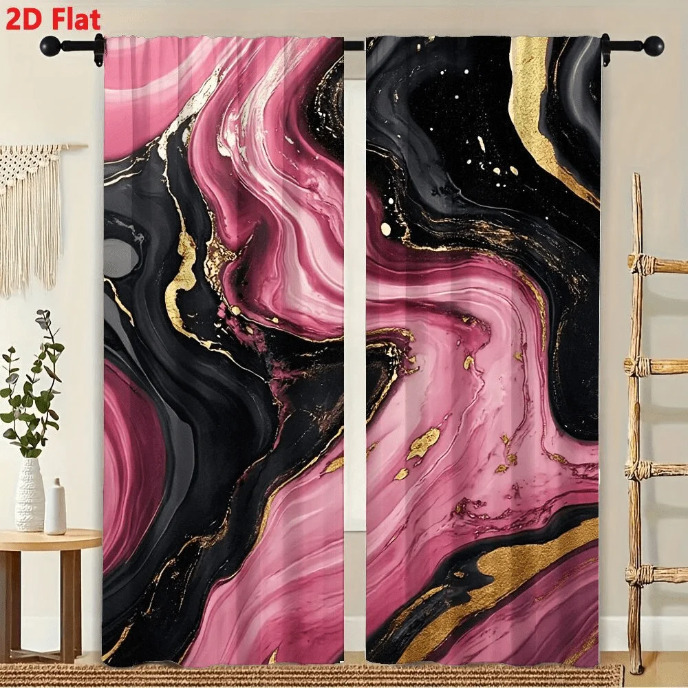 2Pcs Curtains Abstract Marble Art Pink Black And Gold Window Drapes for Bedroom Room Decor Decoration Window Treatment.
2Pcs Curtains Abstract Marble Art Pink Black And Gold Window Drapes for Bedroom Room Decor Decoration Window Treatment. 