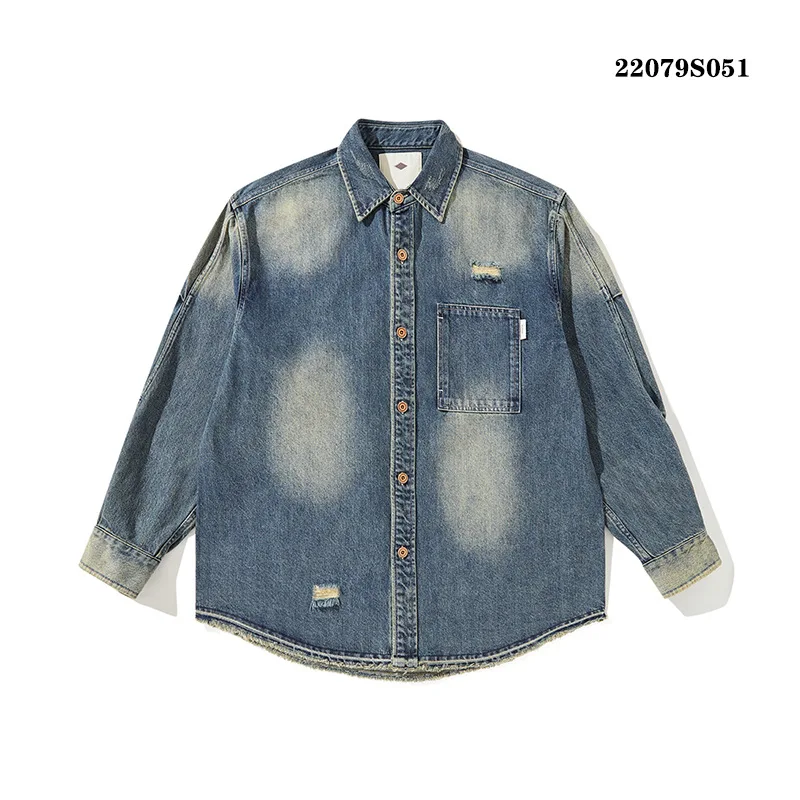 Washed Japanese Denim Shirts For Men Retro Trend Broken Hole Cowboy Shirt Autumn And Winter Thickened Men's Jean Shirt Jacket
Washed Japanese Denim Shirts For Men Retro Trend Broken Hole Cowboy Shirt Autumn And Winter Thickened Men's Jean Shirt Jacket
