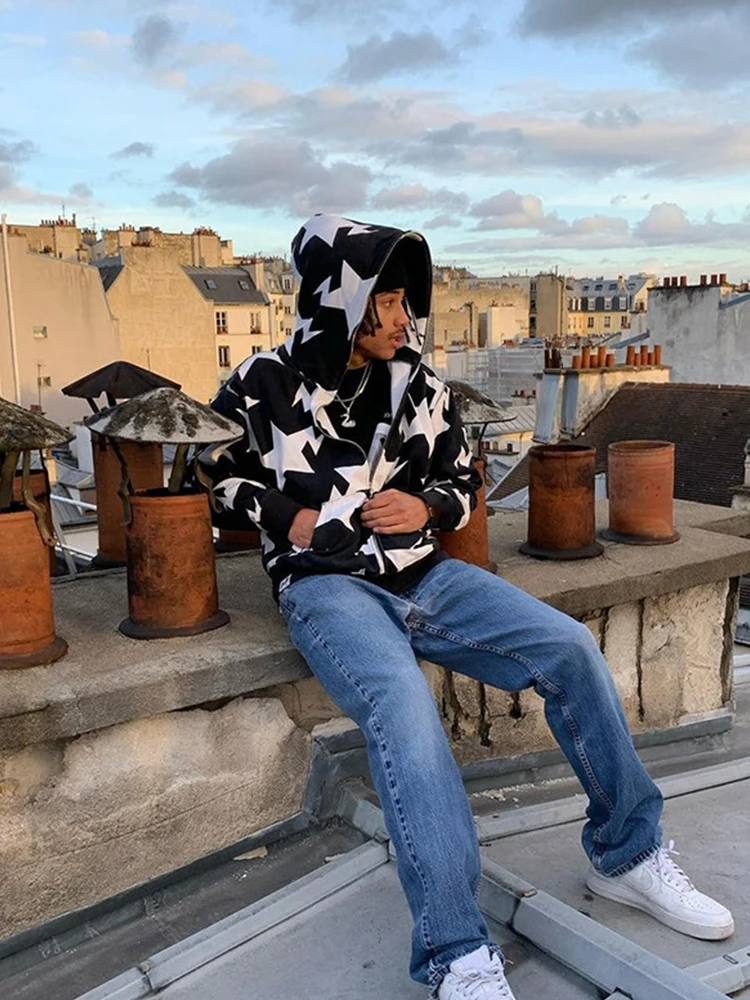 Y2K Streetwear Zip Up Hoodie Men's Hip Hop Star Print Hooded Sweatshirt 2023 New Harajuku Oversized Punk Long Sleeve Jacket Coat
Y2K Streetwear Zip Up Hoodie Men's Hip Hop Star Print Hooded Sweatshirt 2023 New Harajuku Oversized Punk Long Sleeve Jacket Coat