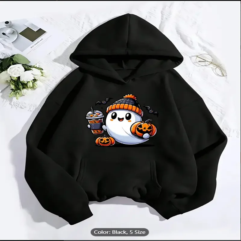 Женская толстовка с капюшоном на Хэллоуин, милый пуловер с рисунком тыквы, эластичный свитер с капюшоном и длинными рукавами на осень, чистый хлопок 
Женская толстовка с капюшоном на Хэллоуин, милый пуловер с рисунком тыквы, эластичный свитер с капюшоном и длинными рукавами на осень, чистый хлопок